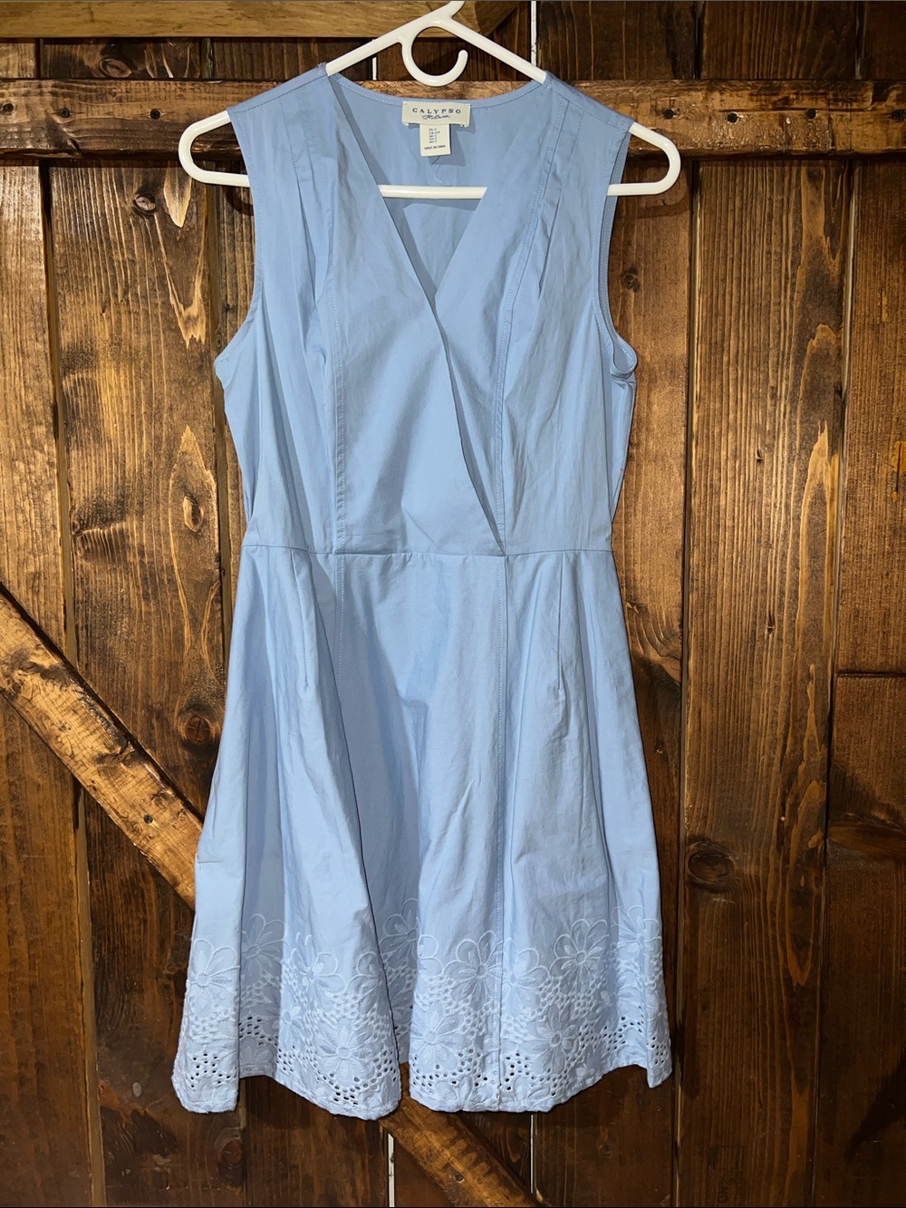 Calypso St. Barth Sky Blue Sleeveless Eyelet Midi Dress